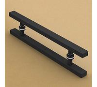OWIEN Manico della porta scorrevole, set di hardware di tiro e spinta pesanti, nero, grande design a due lati rustico, maniglia del cancello quadrato(60x40cm)