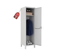 OWIJI Armadietto Spogliatoio Sporco Pulito Grigio Premium Quality Made in Italy 1 Anta 180x36x35 cm Lamiera Ripiano Appendiabiti Cartellino Armadio Palestra Ufficio Garage Salvaspazio Doppia Chiave