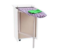 OWIJI Asse da Stiro Multiuso Salvaspazio Legno Bianco Frassinato Mobile A Scomparsa Già Montato Dimensioni 84 x 52 x 40 cm Rotelle Trasportabili Colore Mollettone Assortito