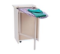 OWIJI Asse da Stiro Multiuso Salvaspazio Legno Rovere Sbiancato Mobile A Scomparsa Già Montato Dimensioni 84 x 52 x 40 cm Rotelle Trasportabili Colore Mollettone Assortito