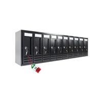 OWIJI Cassetta Postale Esterno Condominiale Made in Italy Antracite 10 Posti Scompartimenti 104 x 18 x 30 cm Feritoia Superiore Apertura Frontale Interno Verticale Casa Ufficio