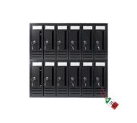 OWIJI Cassetta Postale Esterno Condominiale Made in Italy Antracite 12 Posti Scompartimenti Dimensioni 104 x 18 x 30 cm Apertura Frontale Interno Verticale Casa Ufficio