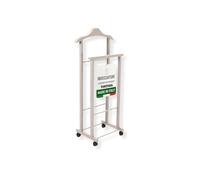 OWIJI Indossatore Appendiabiti Legno Faggio Tortora Rotelle Servo Muto Doppio Dimensioni 45 x 30 x 95 cm Appendiabiti Vestiti Camera Letto Cabina Armadio Grezzo