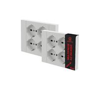 OWIJI Multipresa da Incasso Quadra 4 Posti Universali P40 Bianca Set da 2 Compatibile Muratura Cartongesso Spine Standard Italiano Tedesca Cablaggio Rapido Presa Multipla Salvaspazio Adattatore