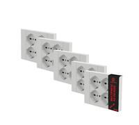 OWIJI Multipresa da Incasso Quadra 4 Posti Universali P40 Bianca Set da 5 Compatibile Muratura Cartongesso Spine Standard Italiano Tedesca Cablaggio Rapido Presa Multipla Salvaspazio Adattatore