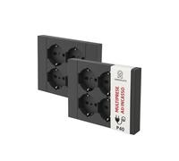 OWIJI Multipresa da Incasso Quadra 4 Posti Universali P40 Nera Set da 2 Compatibile Muratura Cartongesso Spine Standard Italiano Tedesca Cablaggio Rapido Presa Multipla Salvaspazio Adattatore