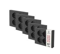 OWIJI Multipresa da Incasso Quadra 4 Posti Universali P40 Nera Set da 5 Compatibile Muratura Cartongesso Spine Standard Italiano Tedesca Cablaggio Rapido Presa Multipla Salvaspazio Adattatore