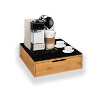 OWIJI Portacapsule Bambù Con Cassetto Scomparti Caffè Organizzatore Capsule Cialde Tisane Tè Bustine Di Zucchero Bicchierini 30x30x10Cm