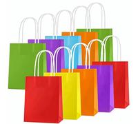 OWill 10 Pezzi Sacchetti Carta con Manico Colorati,Sacchettini Compleanno Bambini,Colore Borse Carta Kraft Sacchetti da Regalo Carta per Festa Compleanno,matrimoni,Natale,baby shower,festa bambini