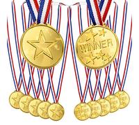 OWill 12 Pezzi Medaglie Premiazioni in con Nastri al Collo, Ideali per Giochi e Feste di Sport Scolastici, Perfette Come Bomboniere, Medaglie Bambini di Plastica