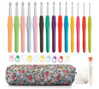 OWill 14 pezzi Set Di Uncinetti,Uncinetto Set Principianti con tasche portaoggetti,Kit Uncinetto Ergonomici per mani artritiche,Ideale Per Qualsiasi Tipo Di Motivi E Filati,Regalo Per Donne/Mamma