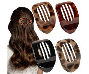 OWill 4 Pezzi Pinze Capelli Donna,Fermaglio Capelli Donna Eleganti,Mollette capelli piatte,Fermagli capelli donne con capelli fini,Fermaglio per capelli dal design curvo per capelli sottili e spessi