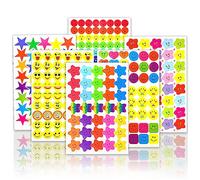 OWill 4980 Pezzi 60 Fogli Smiley Happy Face Stickers e Star Stickers, Colorato Adesivi Premio Faccia per Bambini Insegnante Genitore