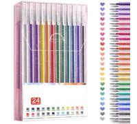 OWill Confezione da 24 Penne Glitter Effetto Luxe - Penne Glitterate, Scrapbooking e Scrittura - Ideali per Adulti e Bambini Amanti del Brilliante Colorare