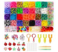 OWill Elastici per Braccialetti,2500+ Bracciale Colorati Loom Bands Kit 32 Colori Kit Elastici Braccialetti Fai Da Te Bambina con Gancetti,Varie Perline,Lavorare a Maglia Giocattolo Perfetto Regalo