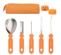 OWill Kit Intaglio Zucca Halloween,7 pezzi Kit Intaglio Zucca Halloween Set Intaglio Zucca in Acciaio,Utensili da Taglio per Scavare Le zucche,facile intagliamento di decorazioni a zucca di Halloween