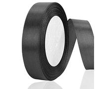 OWill Nastro Raso,Nastri Raso Nero in Poliestere 20 mm x 22 m Double Face, Nastro Regalo Nastro Decorativo per Decorazione Torte,Matrimoni,Battesimo