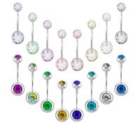 OWill Piercing per Ombelico 16 Pezzi, Acciaio Chirurgico 316L, 14G, Multicolore, Rivoli Montagne, 11 mm