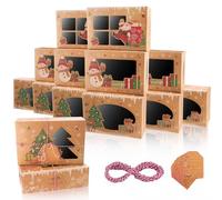 OWill Scatole Biscotti Natale 12 Pezzi, Scatole per Biscotti con Finestra, Scatole per Biscotti Natale, Scatole Natalizie, Scatole Biscotti