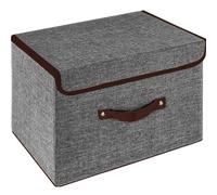 OWill Scatole Portaoggetti pieghevoli con coperchio,cubi portaoggetti in tessuto con manici, scatole per armadio,scatola porta oggetti, per casa, ufficio, 25 x 19 x 16 cm (1 pezzo, grigio)