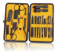 OWill Set Manicure Professionale 18 Pezzi,Kit unghie per Uomo/Donna,Set pedicure con Borsa,include tagliaunghie,lime per unghie e altri strumenti per pedicure,Set unghie grooming kit viaggio(giallo)