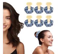 OWITER Set di 6 elastici per capelli in raso, per damigella d'onore, addio al nubilato, senza danni, idea regalo per feste di nozze (grigio blu)