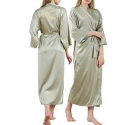 owiter Vestaglia lunga in raso da donna per sposa e damigella d'onore vestaglia per festa di nozze 6052, Sage Maid of Honor, taglia unica