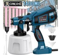 OWJHE 1000W 1400ML Pistola a spruzzo elettrica 1000W Potente spruzzatore di vernice HVLP 4 ugelli in rame Auto Mobili Rivestimento in acciaio Aerografo