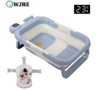 OWJHE Temperatura in tempo reale Silicone Bambino Prendi un bagno Vasca da bagno antiscivolo Secchio per pediluvio Bagno pieghevole con temperatura Sensin