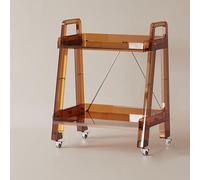 OWKAY Estante Multicapa Móvil Carro De Mesa De Centro Transparente Adornos De Piso De La Sala De Estar Estantería Individual Carro De Almacenamiento Multicapa