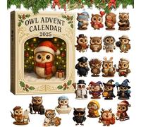Owl Advent Calendar 2025-24 Days Owl Christmas Ornament Advent Calendar, Christmas Countdown with 24 Unique Kawaii Owls Tree Flat Decorations for Festive Fun (1Pcs)