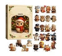 Owl Advent Calendars 2025, 24 Days Christmas Countdown Advent Calendars with 2D Flat Acrylic Animal-Theme Ornament for Boys Girls