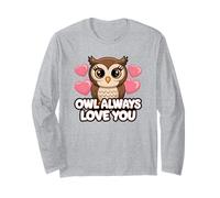 Owl Always Love You - Simpatico animale del bosco con cuori rosa Maglia a Manica