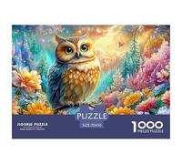 Owl Amid Bright Flowers And Butterflies Puzzle Da 1000 Pezzi Dreamy Owl Perfetto Per Uomini, Donne, Anziani E over 65 70x50cm/1000pcs