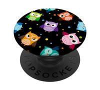 Owl Bird Horned Owl Nocturnal Spotted Black Baby Owl PopSockets PopGrip Adesivo
