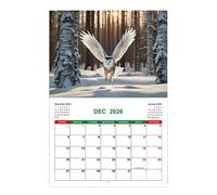 Owl Calendar 2026, 12-Month Wall Calendar with Animal Pattern, Monthly Planner from January to December for School Home Gym Organization Scheduling Display, 28.5x21cm