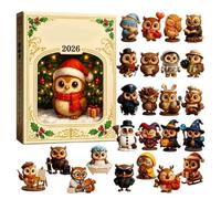 Owl Christmas Countdown Calendar, 24 Days 2D Acrylic Owl Bird Ornaments