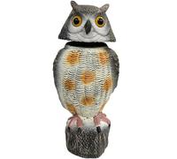 Owl Decoy, Fake Realistc Shaking Owl Decoy To Scare Birds Away with 360° Swivel Head PE Plastic Bird Deterrent for Garden, Patio, Fence, Yard Decor