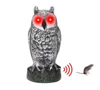 Owl Decoy - Spaventapasseri attivato dal movimento con occhi e suono spaventoso | Esca del Granduca americano anti-scolorimento, statua di gufo spaventosa gli uccelli per giardino del cortile