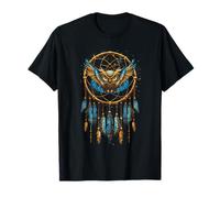 Owl Dreamcatcher Native American Indian Feathers Arts Maglietta