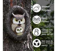 Owl Face Tree Hugger Outdoor Garden Statues for Patio Yard Installa