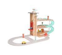 Owl & Fox Garage d'Auto da Gioco in Legno Tradizionale. Giocattoli di legno per ragazzi e ragazze dai 3 anni in su, gioco di ruolo interattivo e fantasioso, giocattolo di apprendimento Montessori