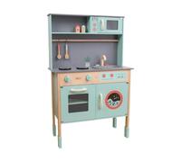 Owl & Fox Set da cucina in legno, gioco di finzione per ragazze e ragazzi con lavello, piano cottura, rubinetti, forno a microonde, lavatrice, utensili, sostenibile FSC, tradizionale ed elegante, dai