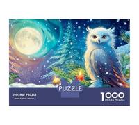 Owl Jigsaw Puzzles for Adult Challenging Puzzle Games The Impossible Challenge 1000 Pieces Owl Moonlit Cosmic Forest Difficult Hard Jigsaw Puzzles for Man And Woman with Letters on Back 70x50cm/1000p