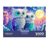 Owl Jigsaw Puzzles for Adult Educational Game Difficult Challenges 1000 Piece Two Owls Starry Cosmic Sky Difficult Hard Jigsaw Puzzles for Man And Woman with Letters on Back 70x50cm/1000pcs