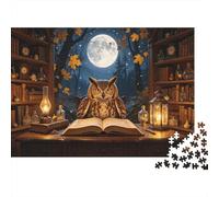 Owl Magic Library Puzzle 1000 Pezzi Riciclabile Paper Moonlight Puzzle for Adultos Divertente And Stimolante Family Gioco Regalo for Uomini‘s Birthday 70x50cm/1000pcs