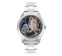 Owl Mama and Little Fashion orologio da polso al quarzo in acciaio inossidabile con numeri arabi per uomo donna, Stile:, regular, MHXYZHW