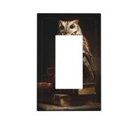 Owl On Old Book Stack Dark Academia Light Switch Wall Plate Cover Frontale Single Rocker 1 Gang Decorator Outlet Coperture per la casa Cucina Camera Bagno Decor