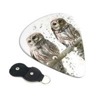 Owl on the Tree Branch, 6 plettri per chitarra, stampati su entrambi i lati, per chitarra elettrica, basso, ukulele (0,46 mm, 0,71 mm, 0,96 mm)