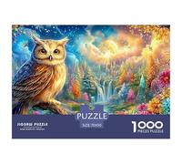 Owl Overlooks A Magical Waterfall City Puzzle Da 1000 Pezzi Owl Perfetto Per Le Serate Di Giochi, Adulti E Bambini 70x50cm/1000pcs
